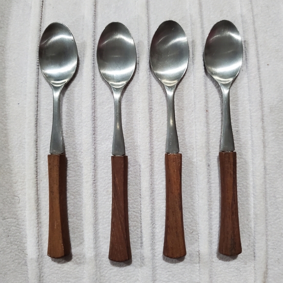 MCM Japan Wood Handle Coctail Appetizer Spoons - Set of 4 🥄🥄🥄🥄 Vintage - Picture 9 of 10